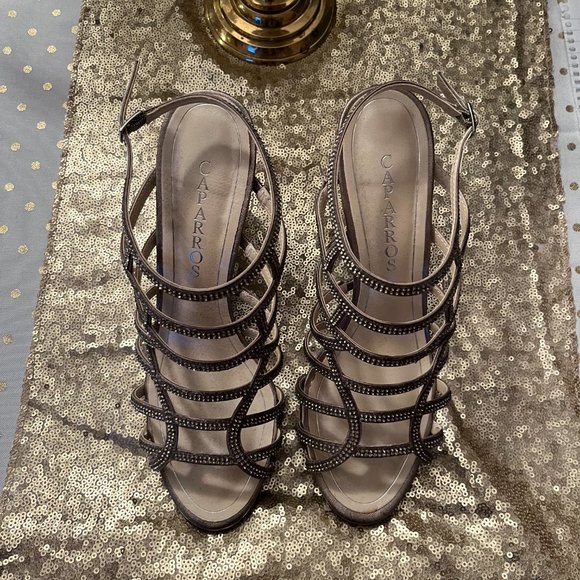 Silver Strappy Caparros Heels - Picture 3 of 5